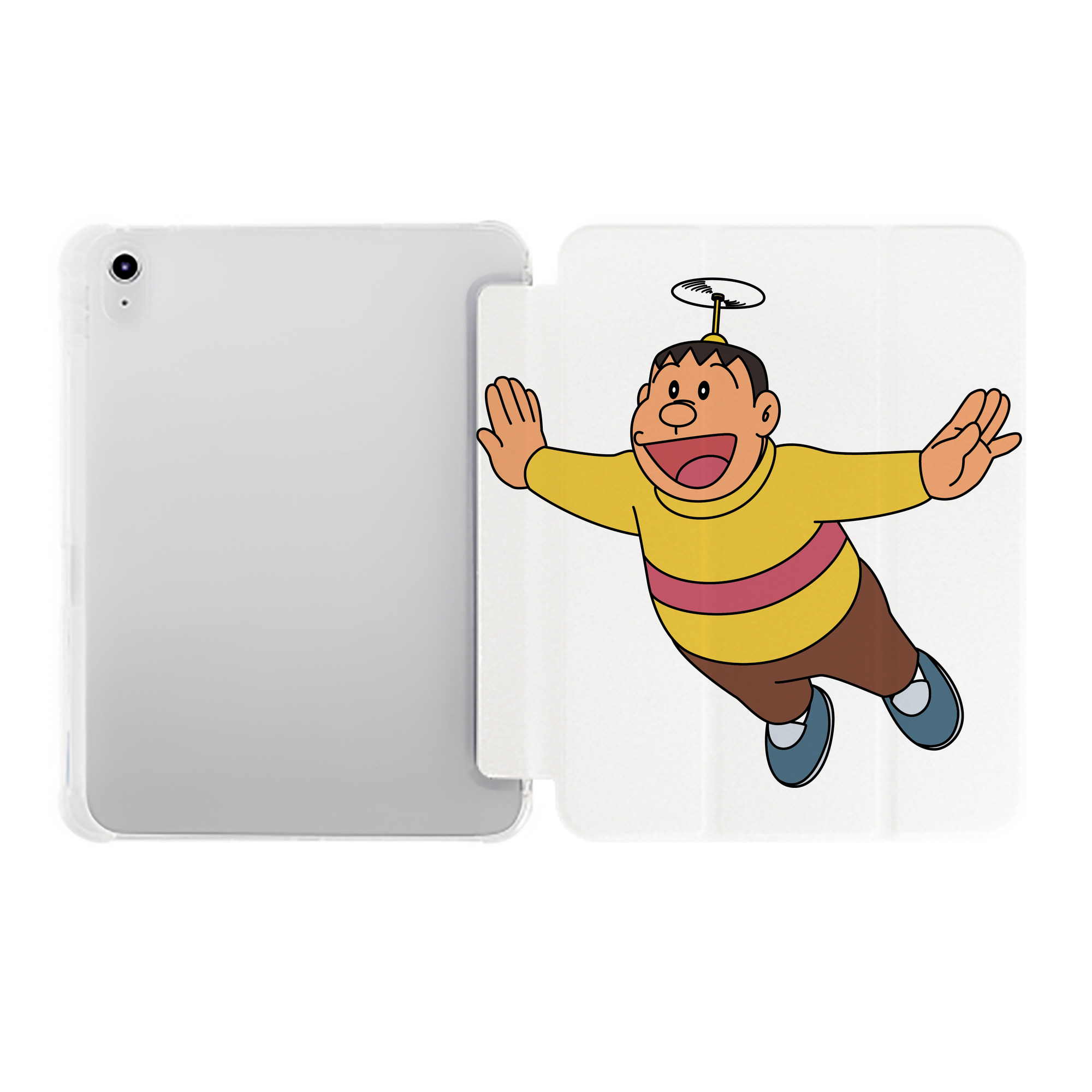 （画像用） ドラえもん 剛田武 Doraemon Gouta Takeshi IPad ケース ペン収納付き 三つ折りスタンド PUレザー×シリコン 対応機種9.5/10.5/10.9インチ